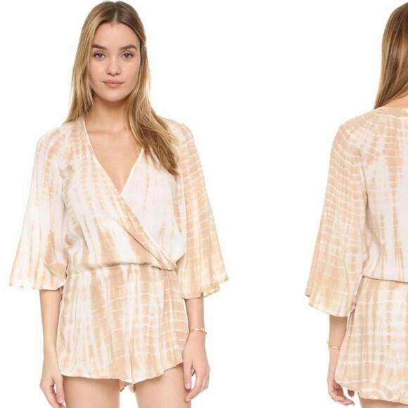 Blue Life Wild and Free Romper Size XS Sand Tie-Dye Rayon Beach Vacation Boho - Picture 1 of 8